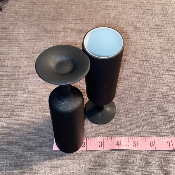 Vintage Rosenthal Netter for Italy Pair of Matte Black Champagne Flutes MCM - Picture 6 of 6